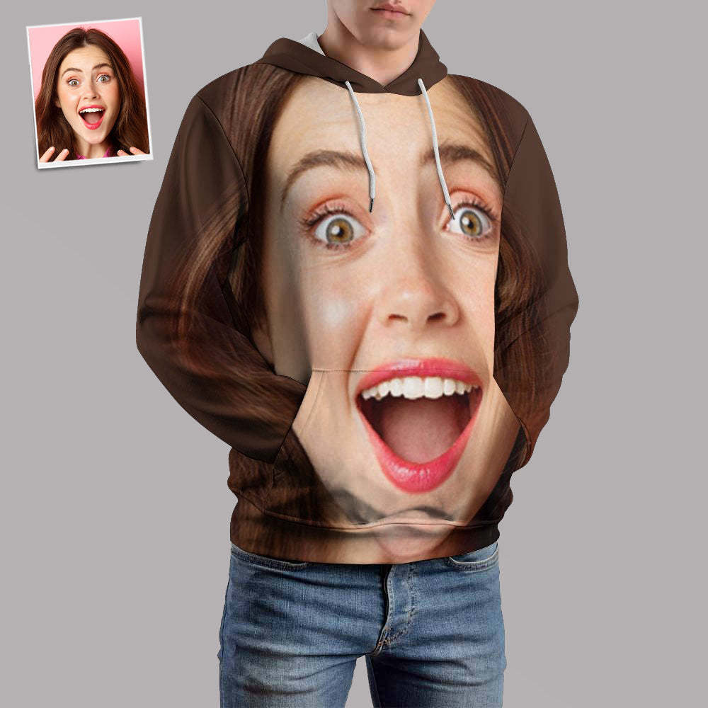 Personalised Funny Big Face Loose Hoodie Top Custom Unisex Sweatshirt - auphotoblanket