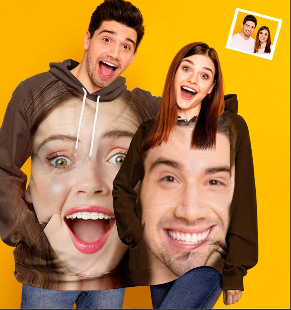 Personalised Funny Big Face Loose Hoodie Top Custom Unisex Sweatshirt - auphotoblanket