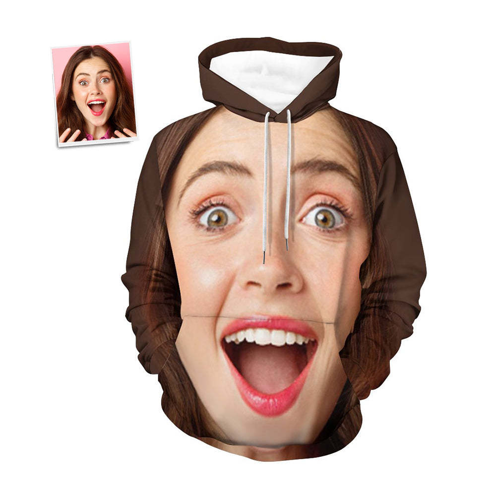 Personalised Funny Big Face Loose Hoodie Top Custom Unisex Sweatshirt - auphotoblanket
