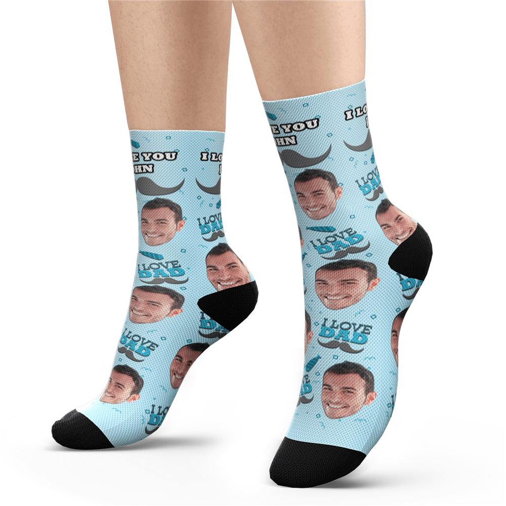 Custom I Love Dad Socks With Your Text - MyFaceSocksAU