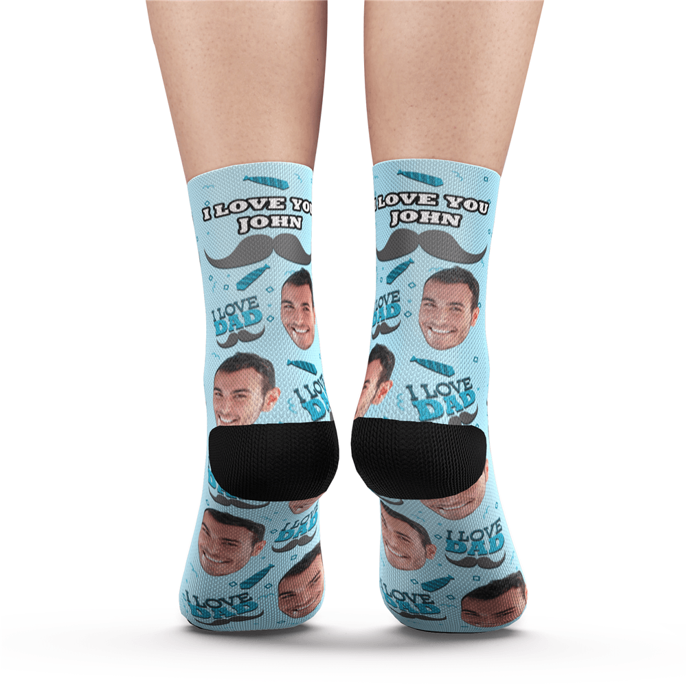 Custom I Love Dad Socks With Your Text - MyFaceSocksAU