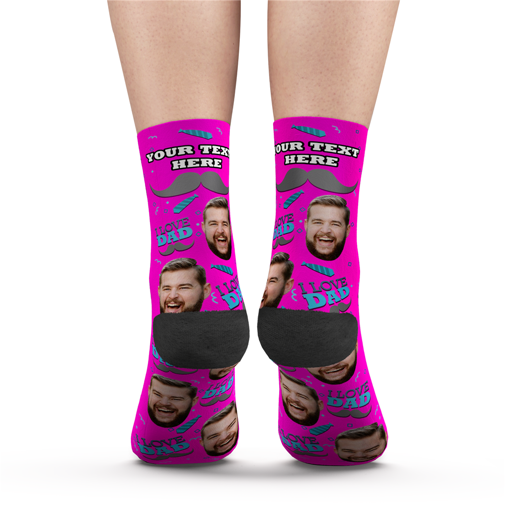 Custom I Love Dad Socks With Your Text - MyFaceSocksAU