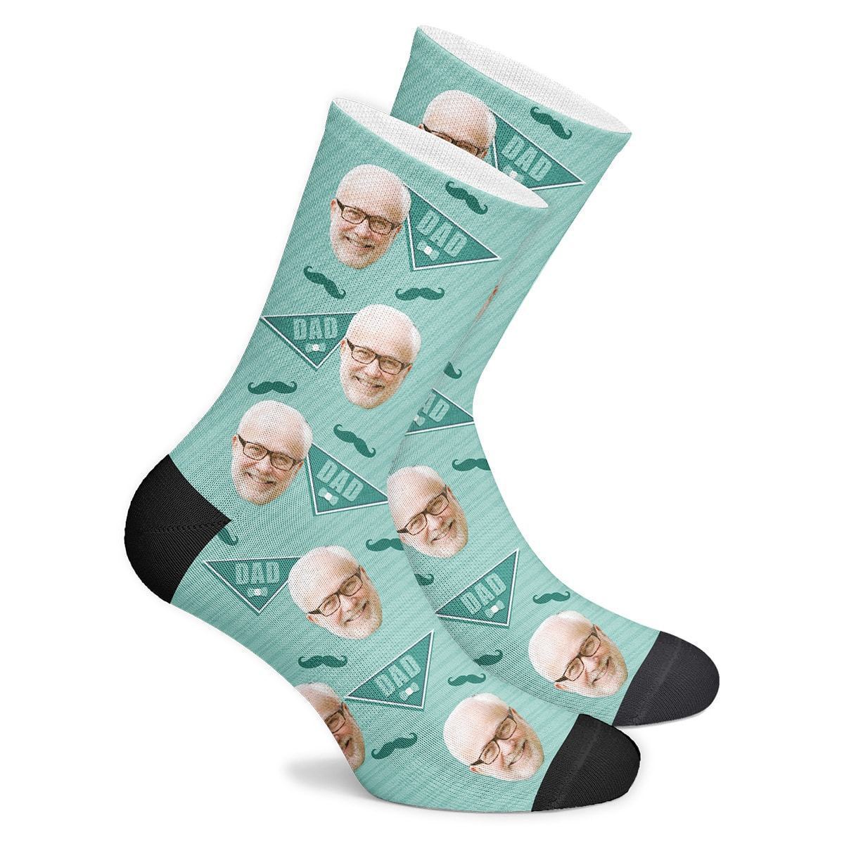 Dad Mustache Custom Face Socks