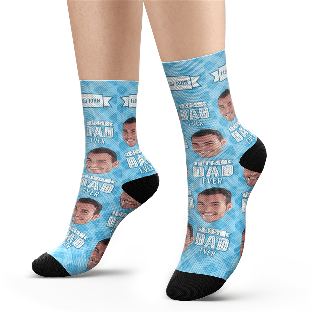 Best Dad Ever Custom Photo Socks With Your Text -