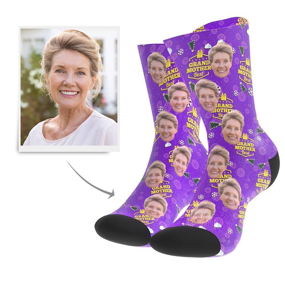 Christmas Gift Custom Face Socks (Grand Mother)