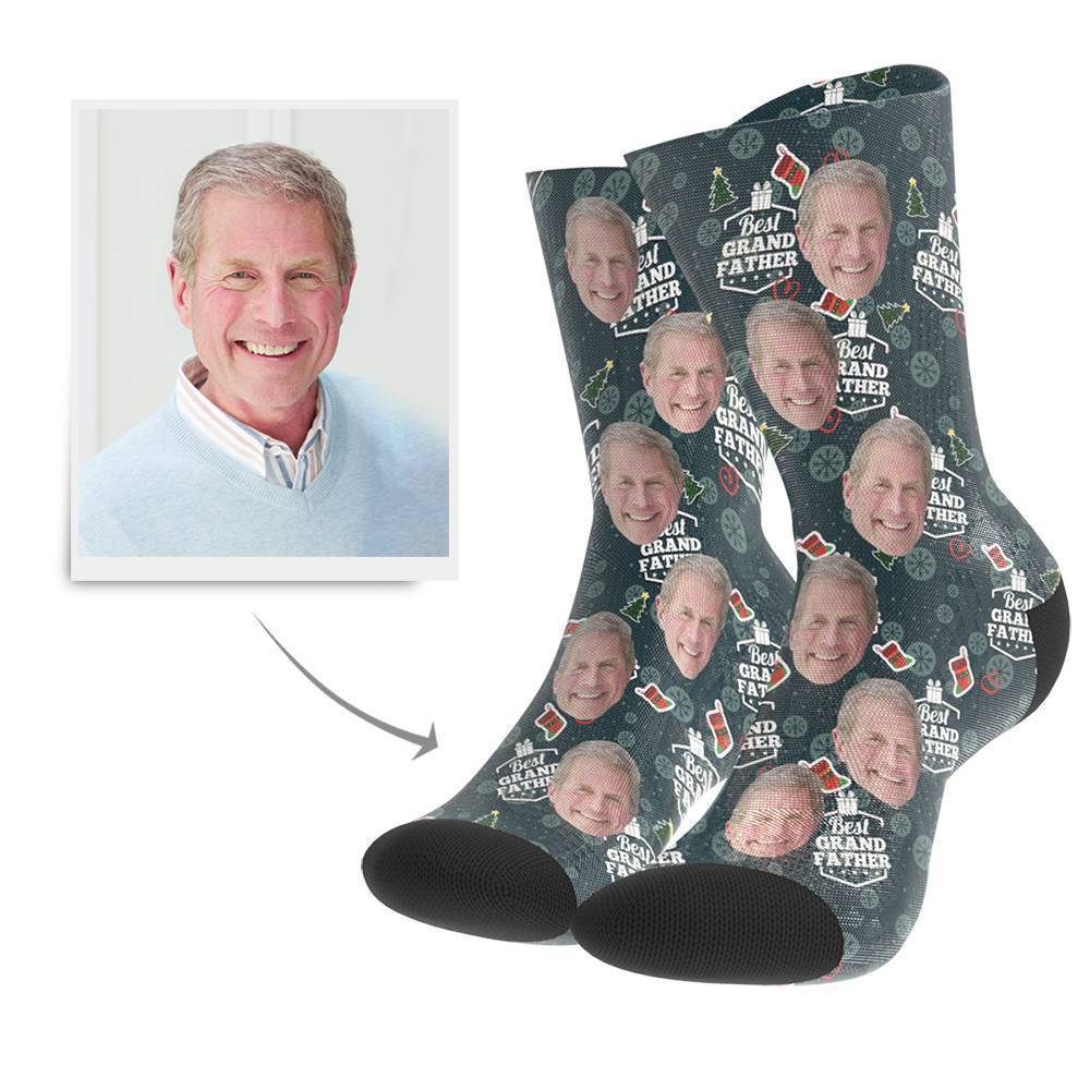 Christmas Gift Custom Face Socks (Grand Father)