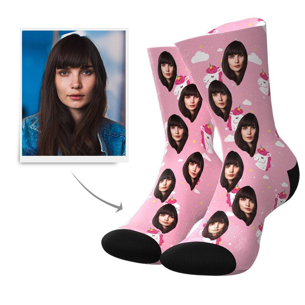 Unicorn Pattern Custom Face Socks