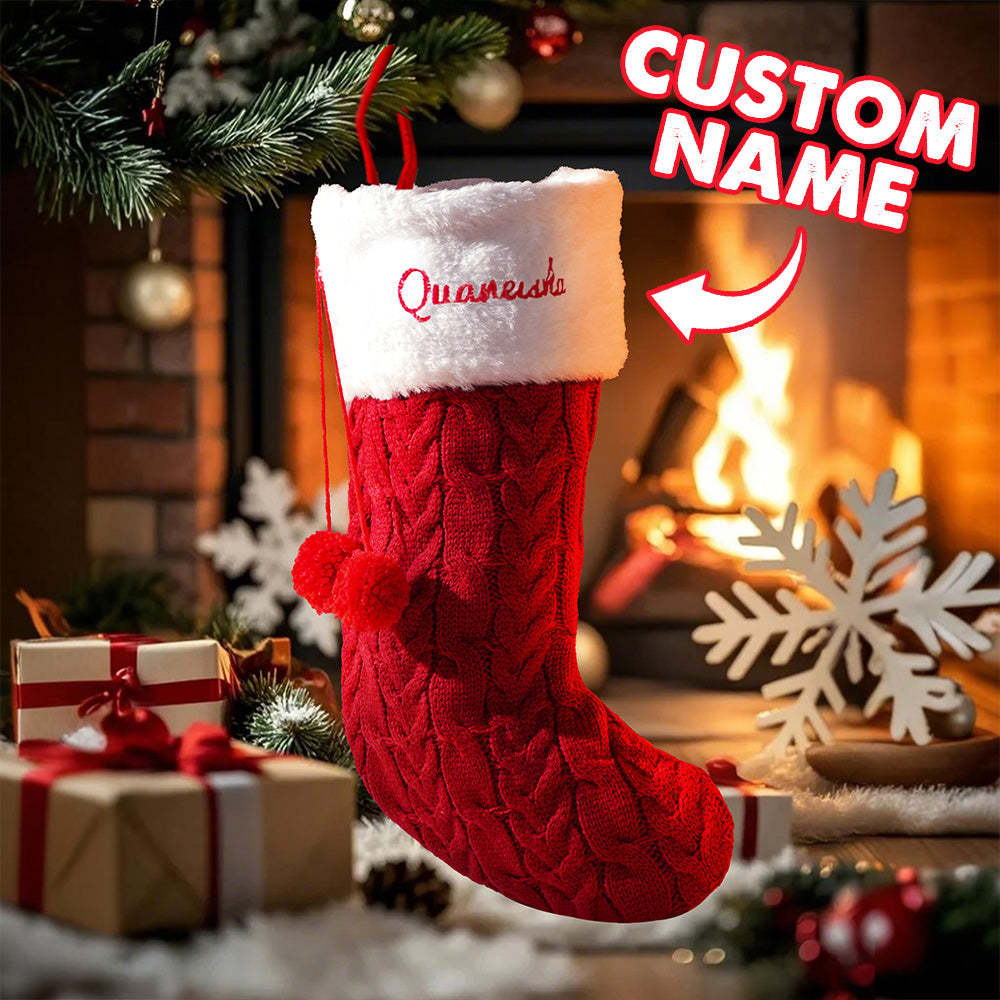 Personalized Christmas Stocking with Name Embroidery Xmas Stockings Decoration - auphotoblanket