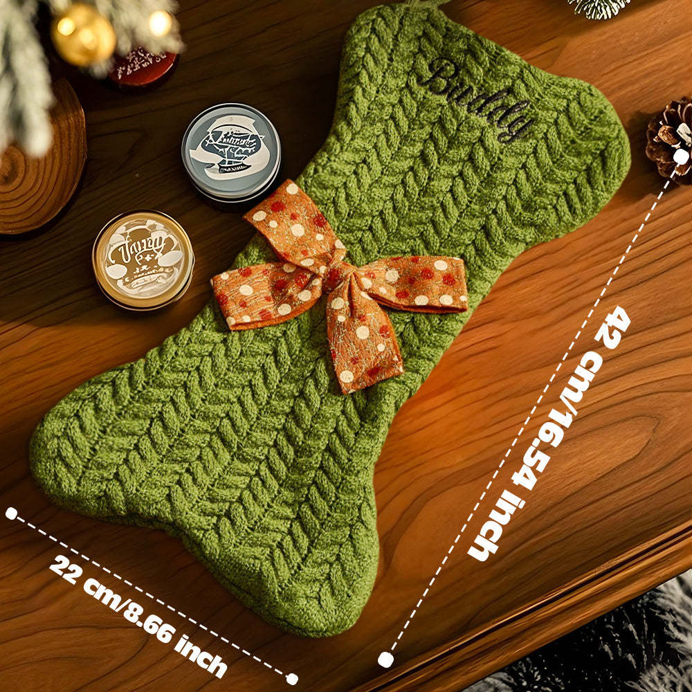 Personalized Dog Bone Christmas Stockings with Name Gift for Puppy Lovers - auphotoblanket