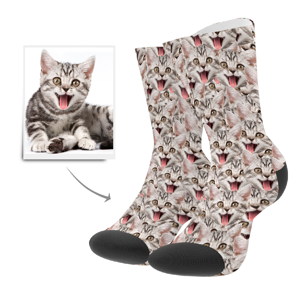 Custom Face Mash Cat Socks