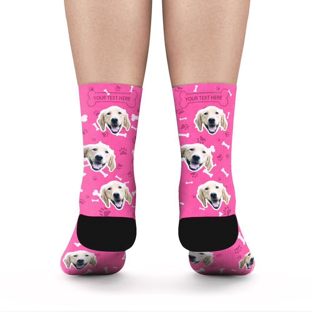 Custom Rainbow Socks Dog With Your Text - Red