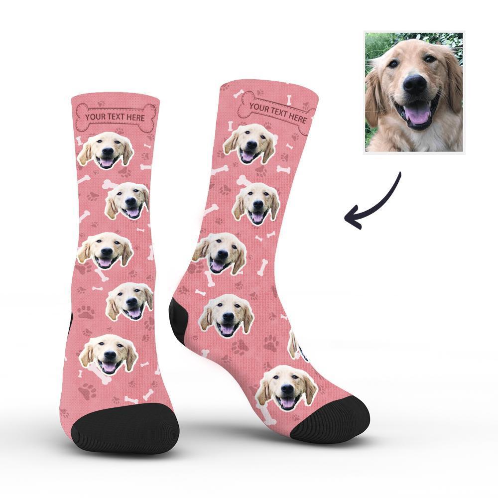 Custom Rainbow Socks Dog With Your Text - Red