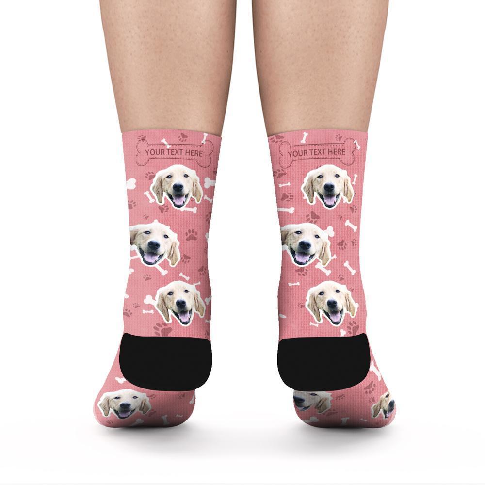 Custom Rainbow Socks Dog With Your Text - Red