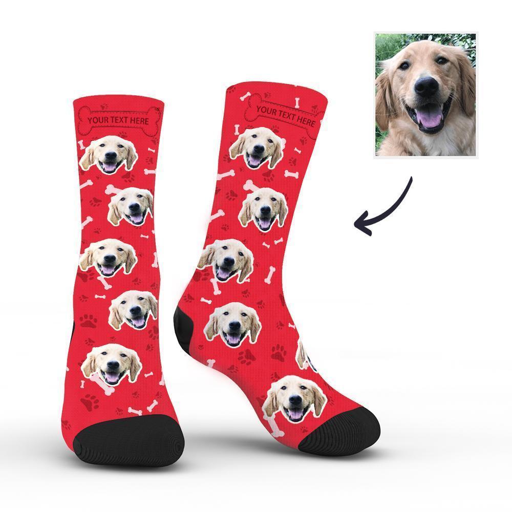 Personalised Socks Custom Photo Socks Dog Photo Socks With Your Text - Red