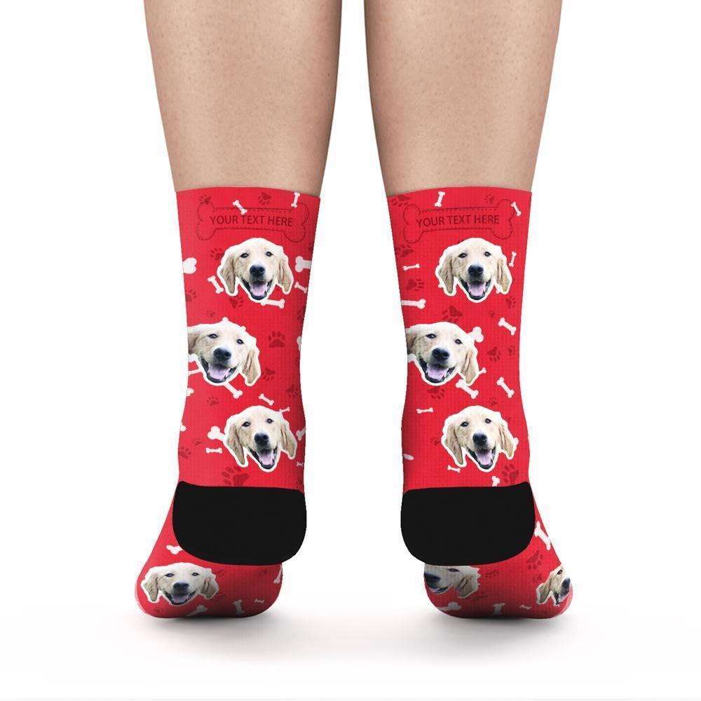 Custom Rainbow Socks Dog With Your Text - Red