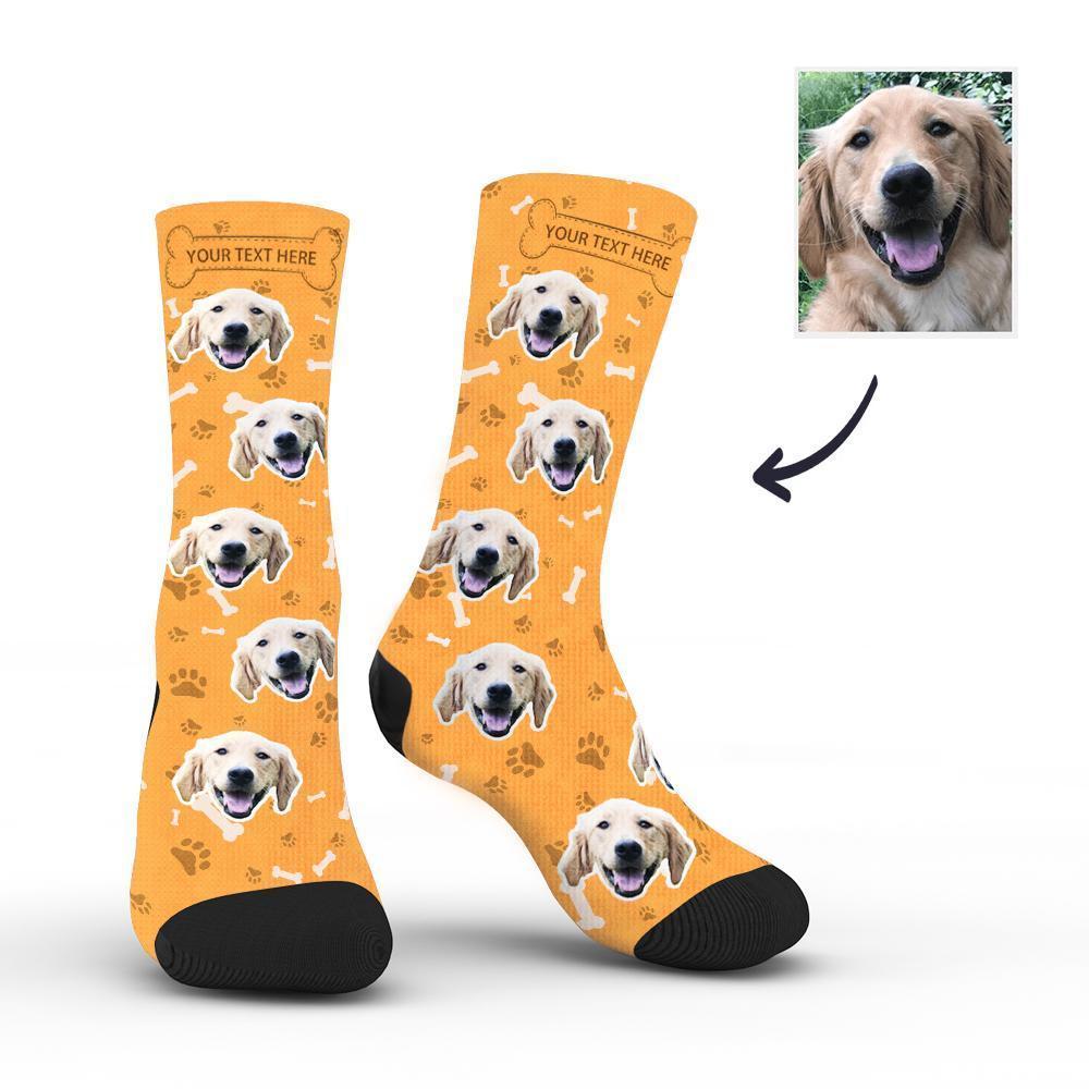 Personalised Socks Custom Photo Socks Dog Photo Socks With Your Text - Orange