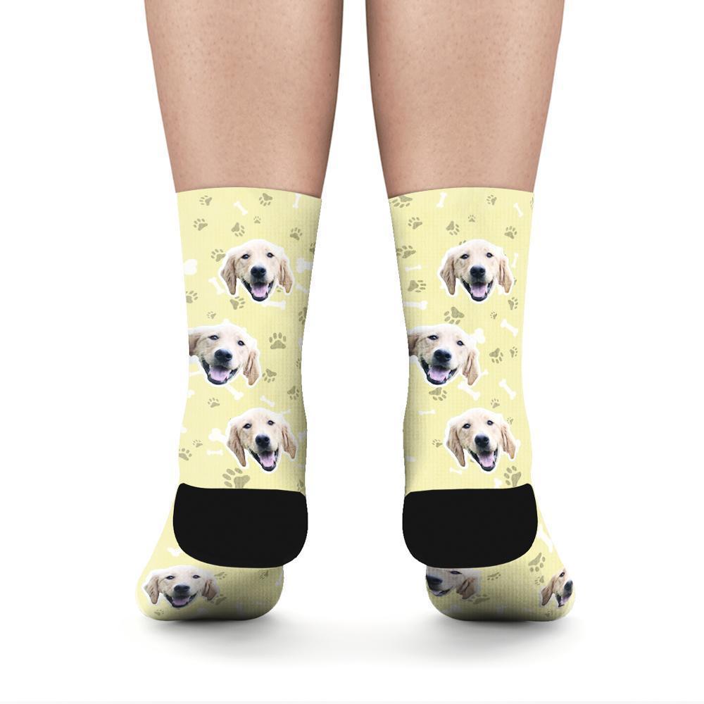 Custom Rainbow Socks Dog With Your Text - Yellow