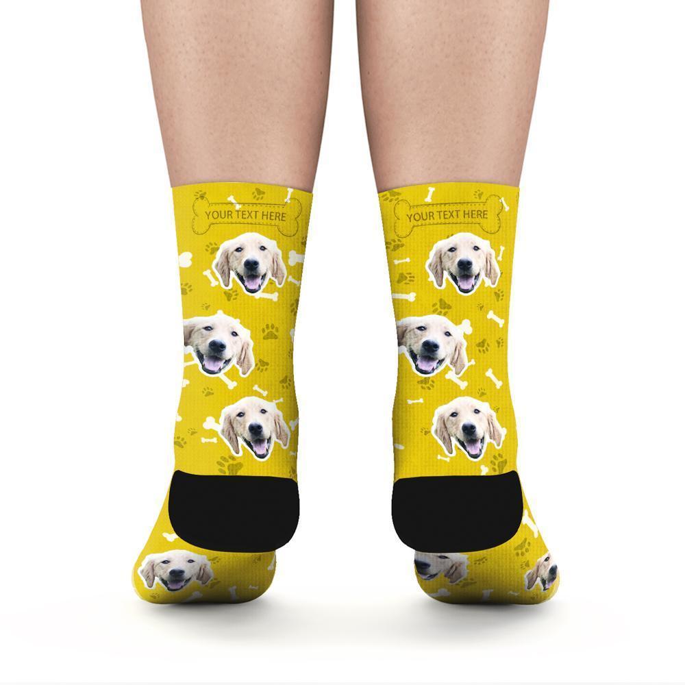 Custom Rainbow Socks Dog With Your Text - Yellow