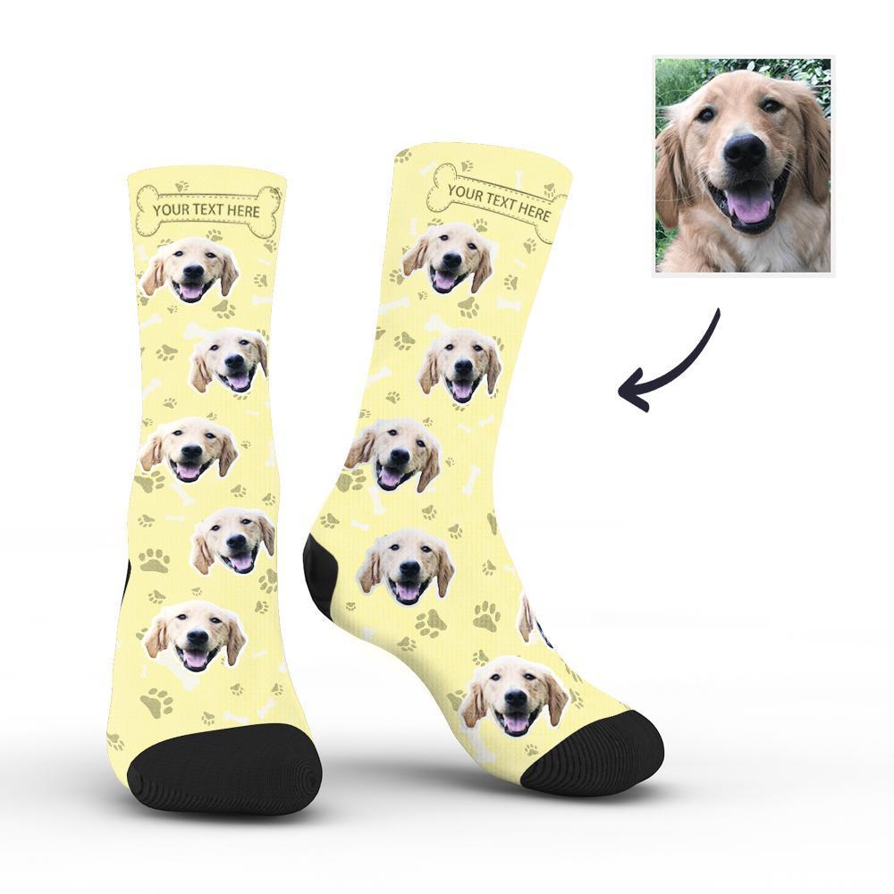 Custom Rainbow Socks Dog With Your Text - Yellow