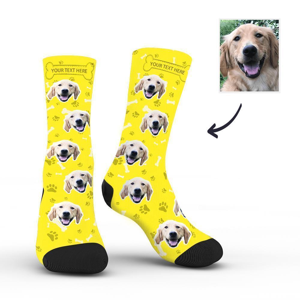 Personalised Socks Custom Photo Socks Dog Photo Socks With Your Text - Yellow