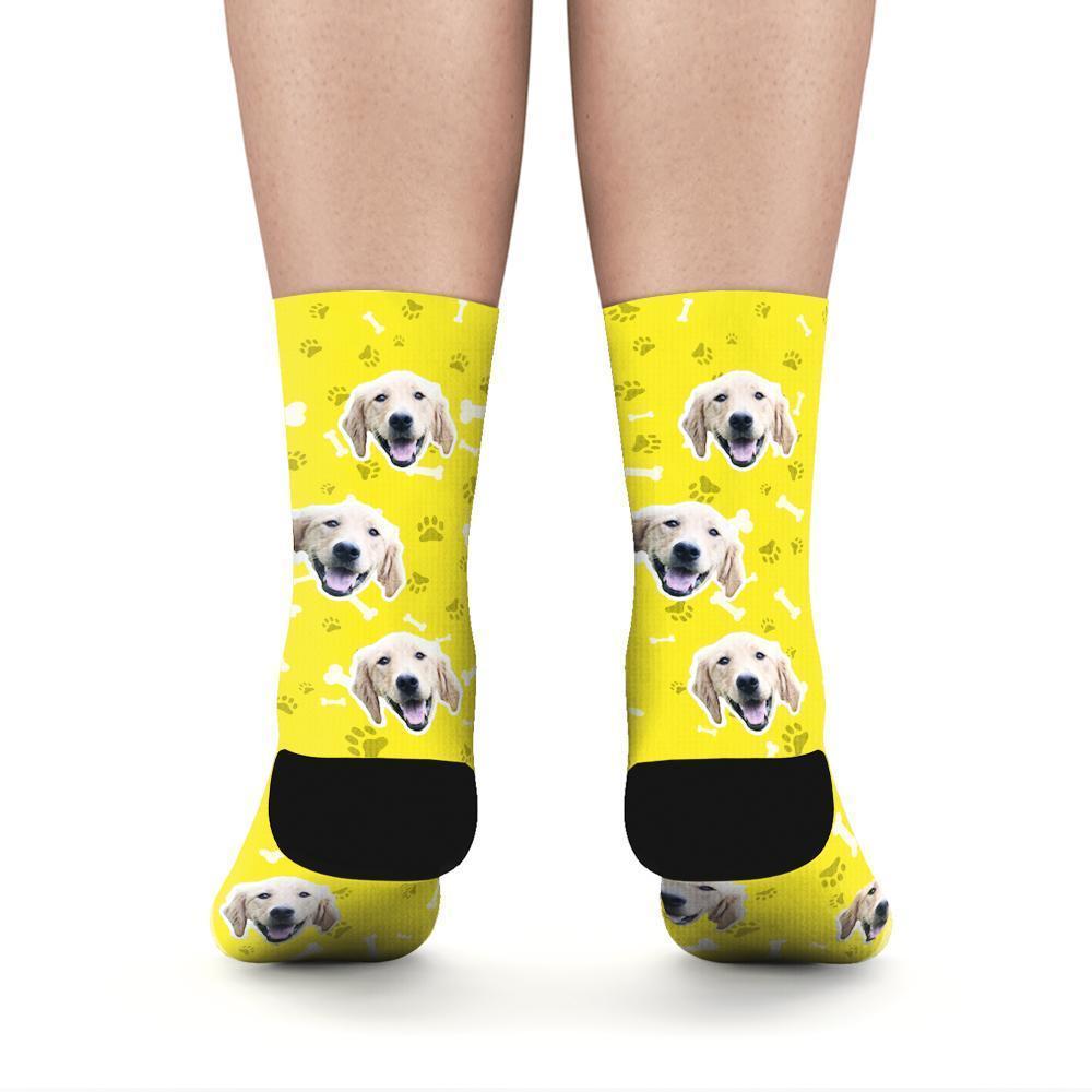 Custom Rainbow Socks Dog With Your Text - Yellow