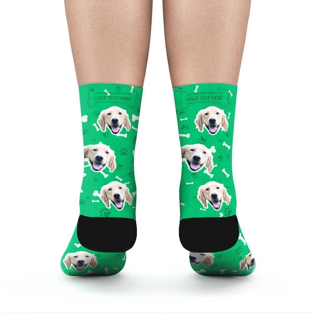Custom Rainbow Socks Dog With Your Text - Green