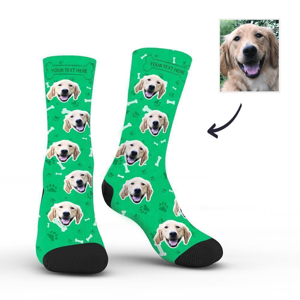 Custom Rainbow Socks Dog With Your Text - Green