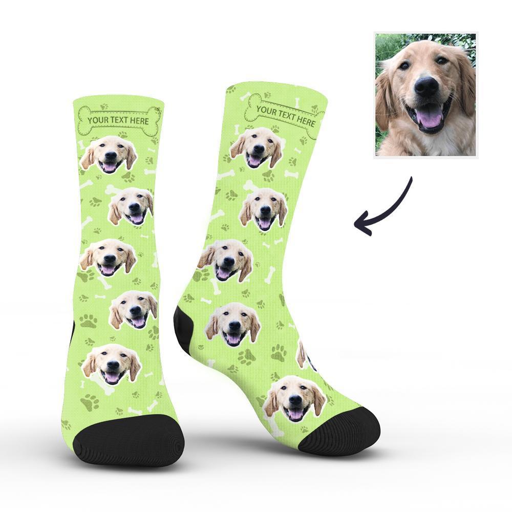 Personalised Socks Custom Photo Socks Dog Photo Socks With Your Text - Green