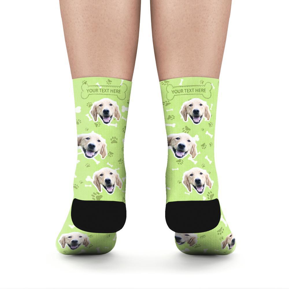 Custom Rainbow Socks Dog With Your Text - Green