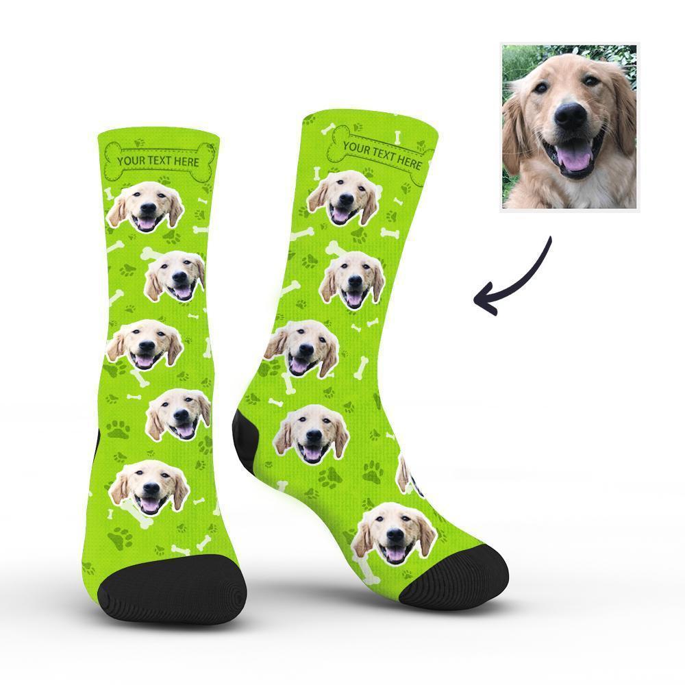 Custom Rainbow Socks Dog With Your Text - Green