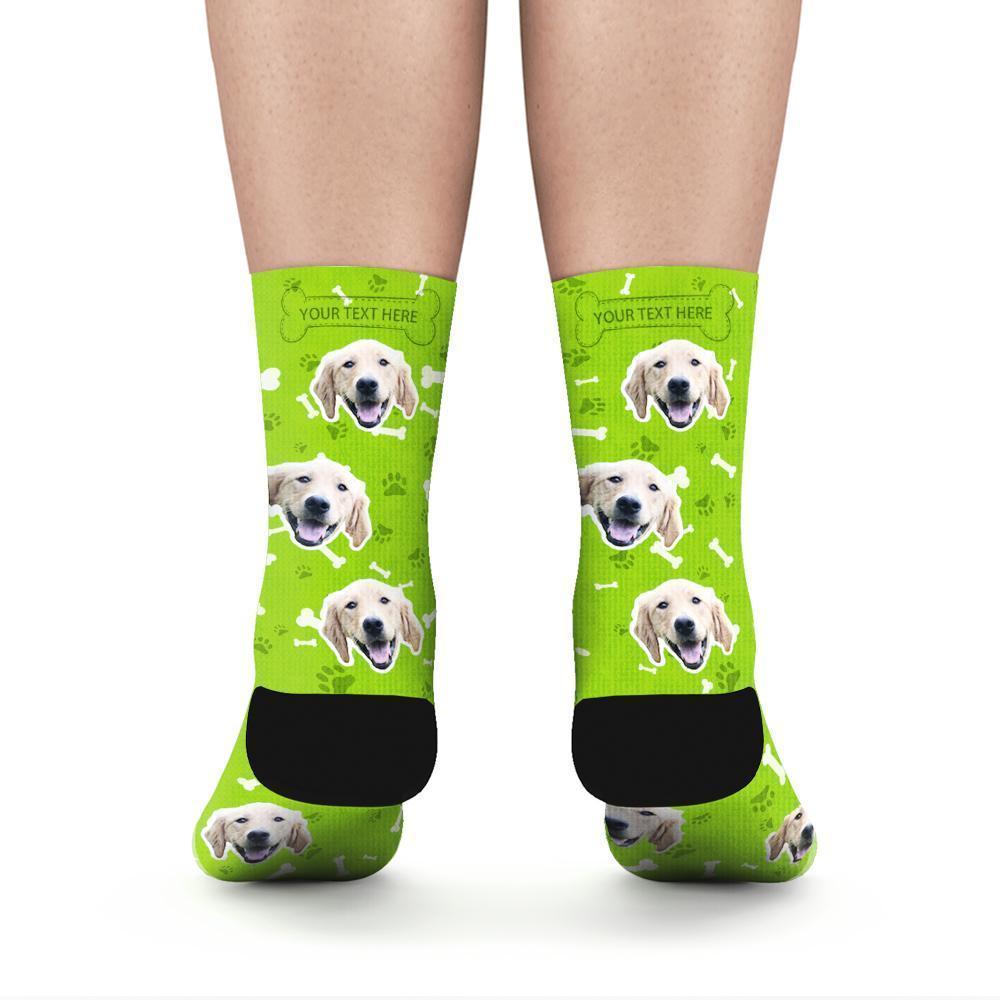 Custom Rainbow Socks Dog With Your Text - Green