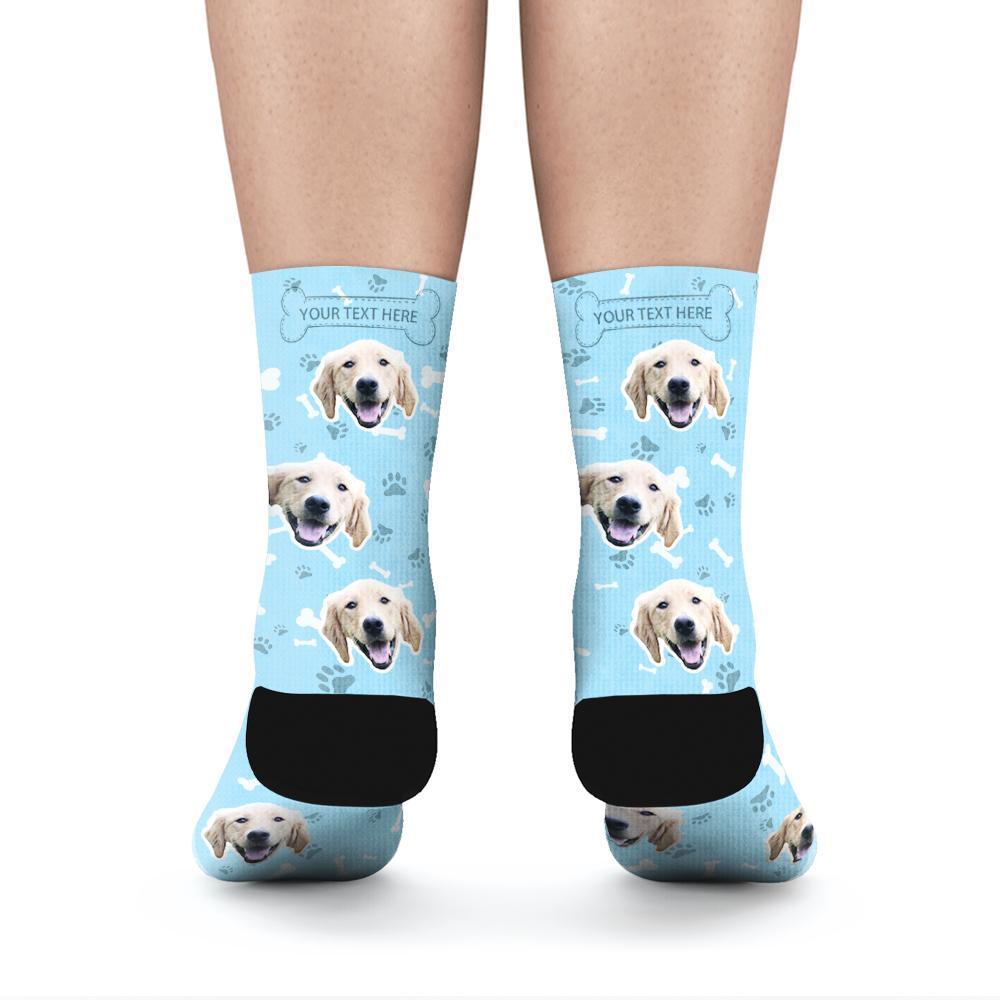 Custom Rainbow Socks Dog With Your Text - Blue