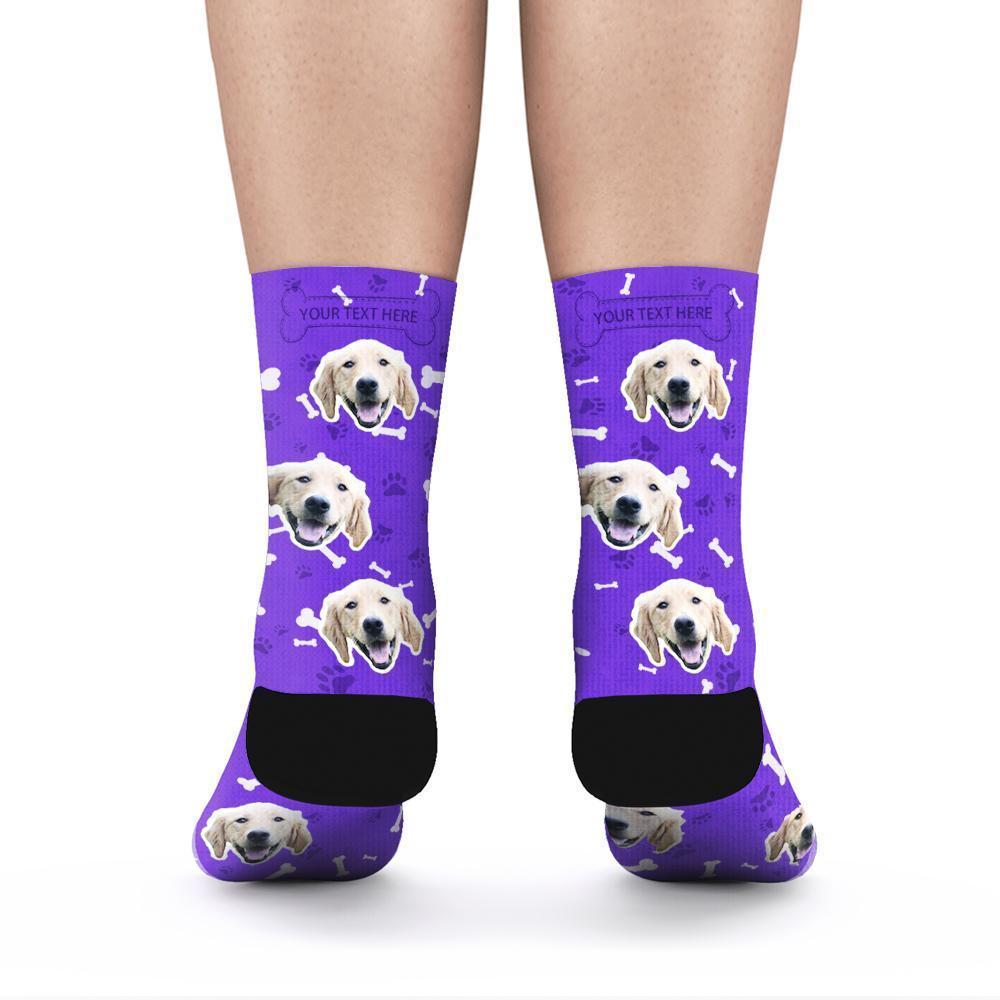Custom Rainbow Socks Dog With Your Text - Purple