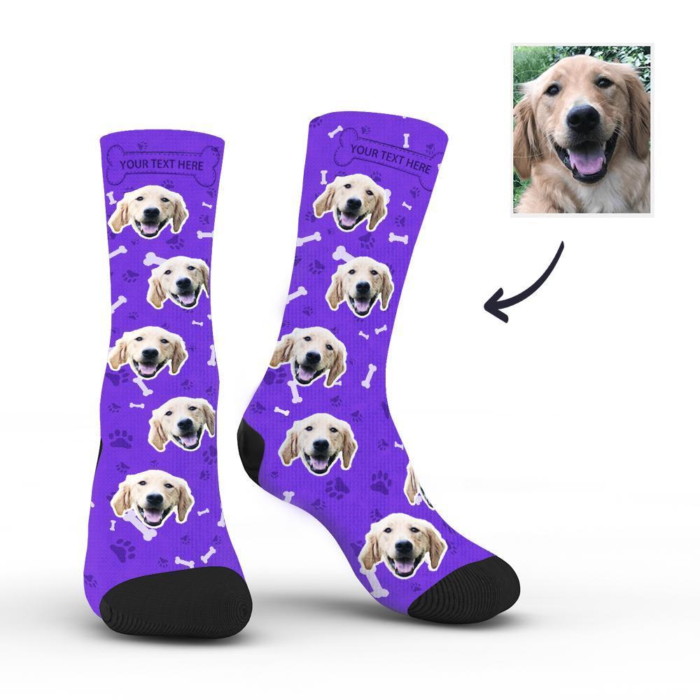 Personalised Socks Custom Photo Socks Dog Photo Socks With Your Text - Purple