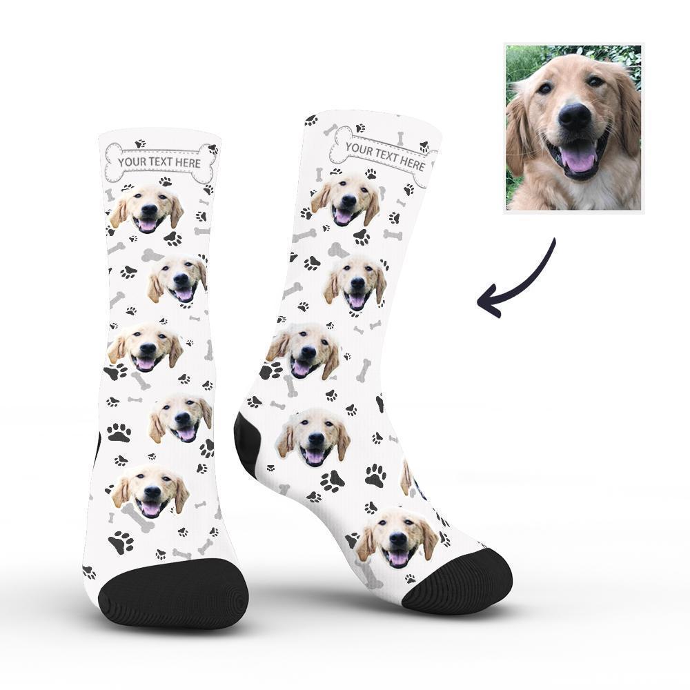 Personalised Socks Custom Photo Socks Dog Photo Socks With Your Text - White