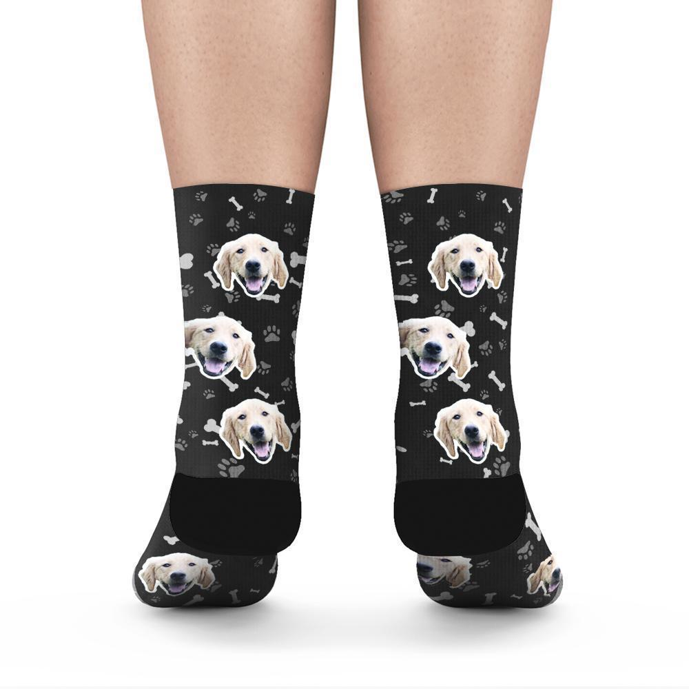 Custom Rainbow Socks Dog With Your Text - Black