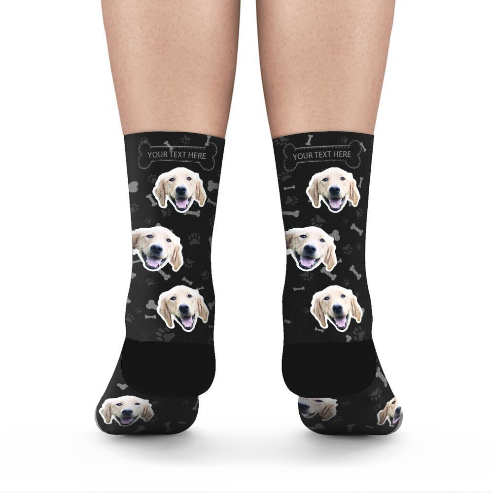 Custom Rainbow Socks Dog With Your Text - Black