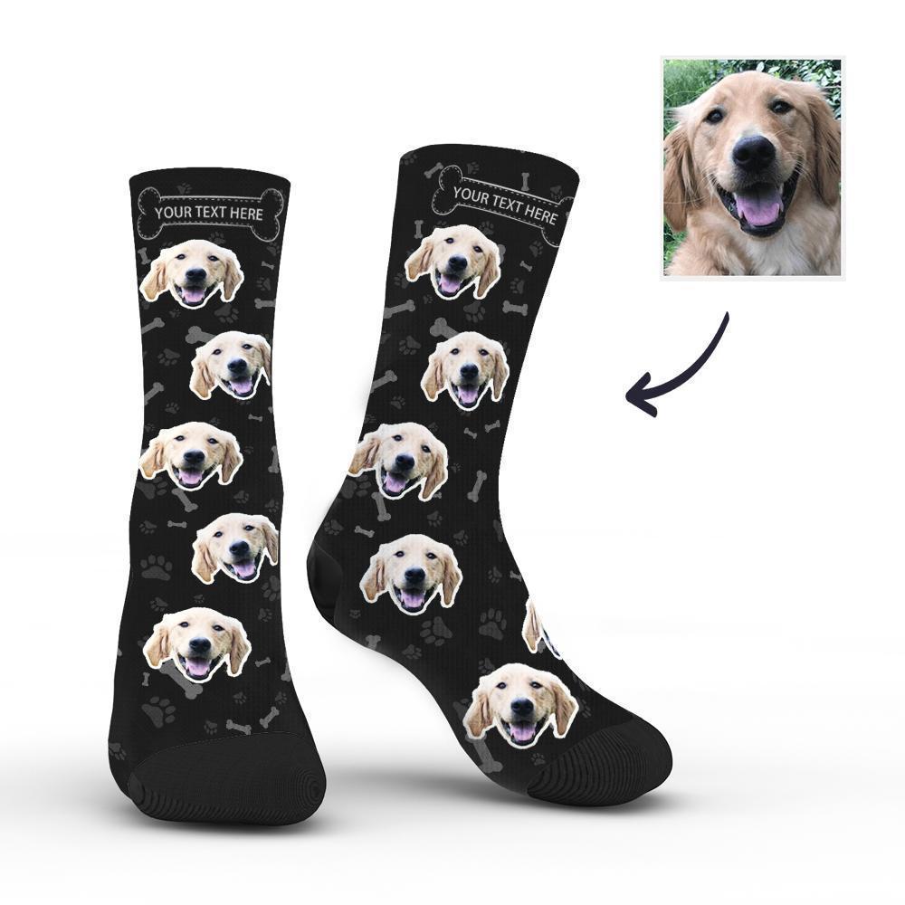 Personalised Socks Custom Photo Socks Dog Photo Socks With Your Text - Black