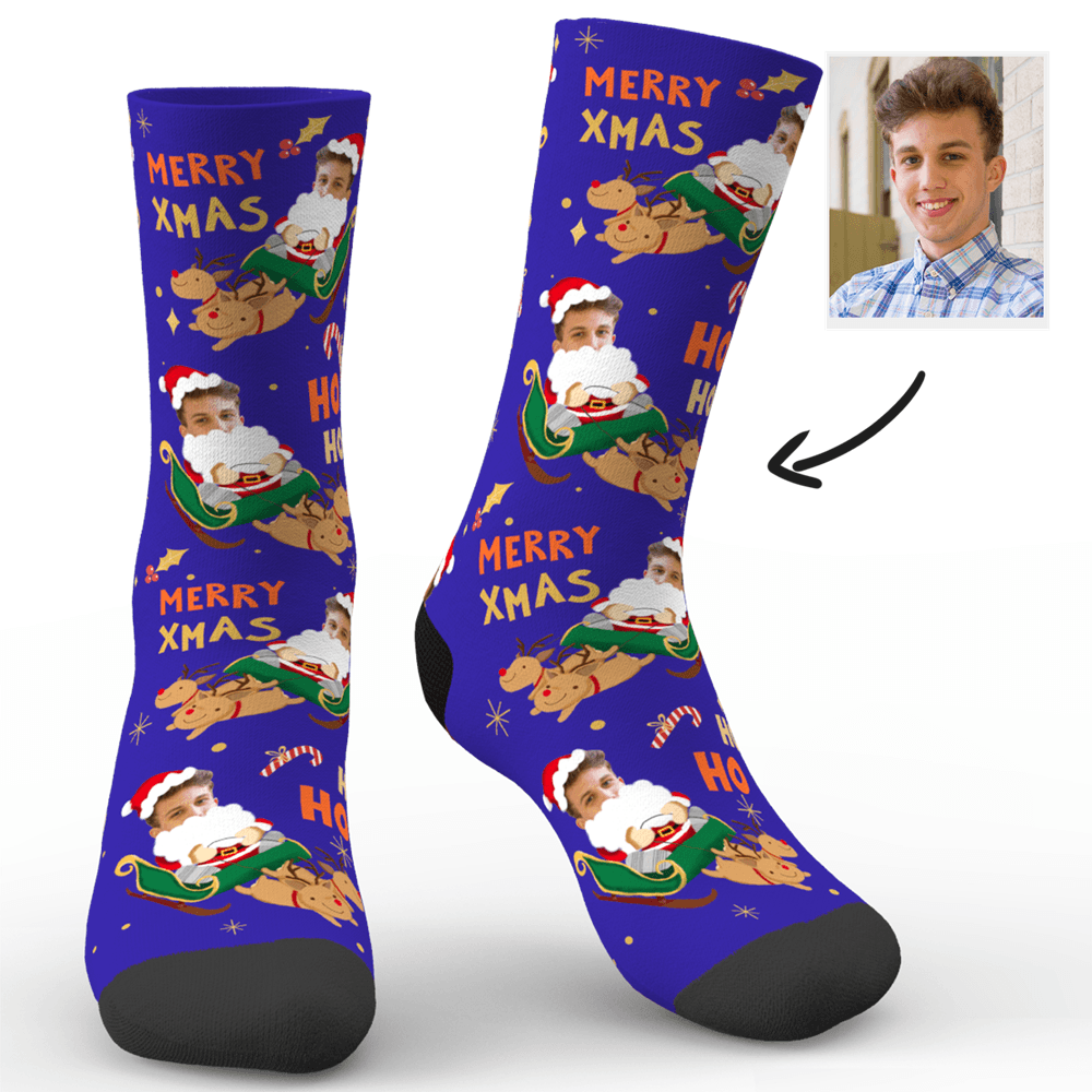 Christmas Gift Custom Face And Name Socks Santa Claus