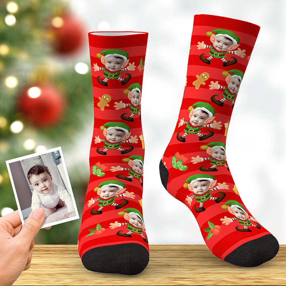 Custom Christmas Elf Sock Xmas Angel Custom Face Socks Best Christmas Gift