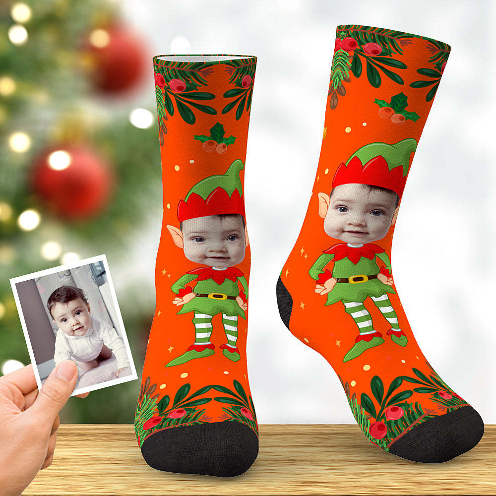 Custom Christmas Elf Sock Xmas Angel Custom Face Socks Best Christmas Gift