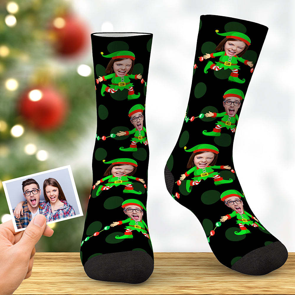 Custom Christmas Elf Sock Xmas Angel Custom Face Socks Best Christmas Gift