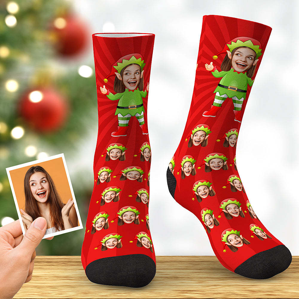 Custom Christmas Elf Sock Xmas Angel Custom Face Socks Best Christmas Gift