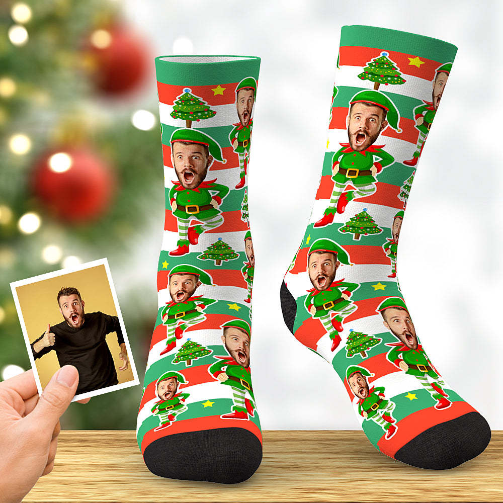 Custom Christmas Elf Sock Xmas Angel Custom Face Socks Best Christmas Gift