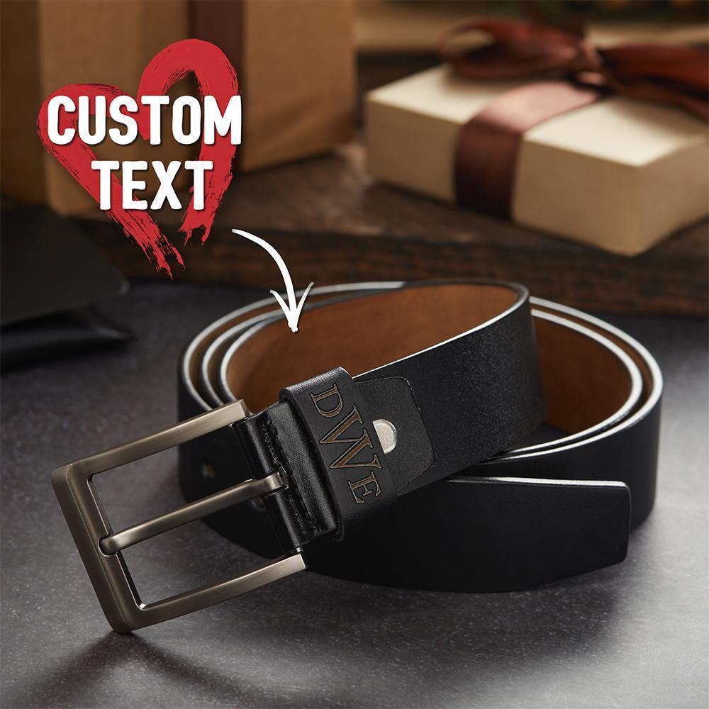 Custom Men Leather Classic Belt Personalised Gift For Him Monogram Initials