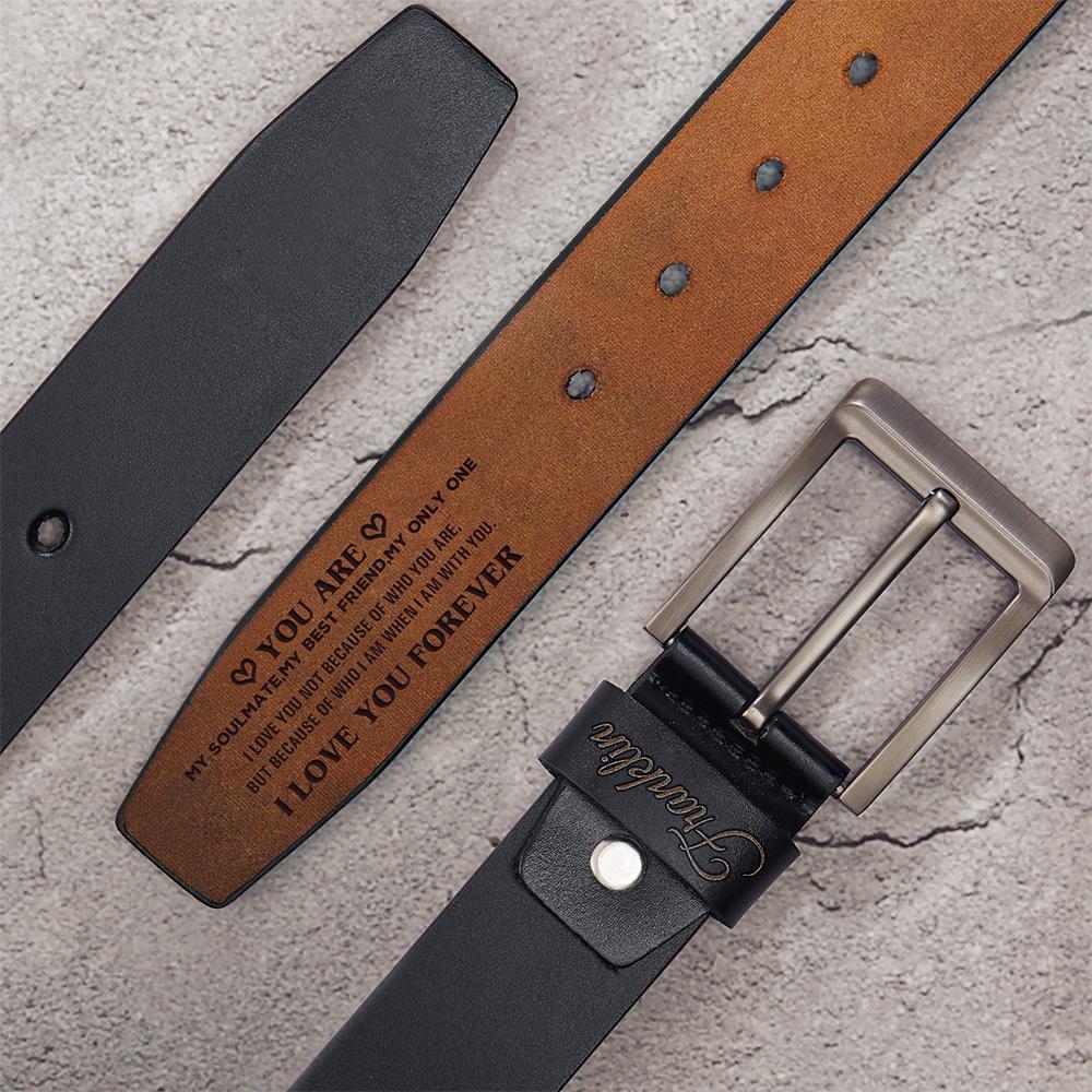 Custom Men Leather Classic Belt Personalized Gift For Him Monogram Initials