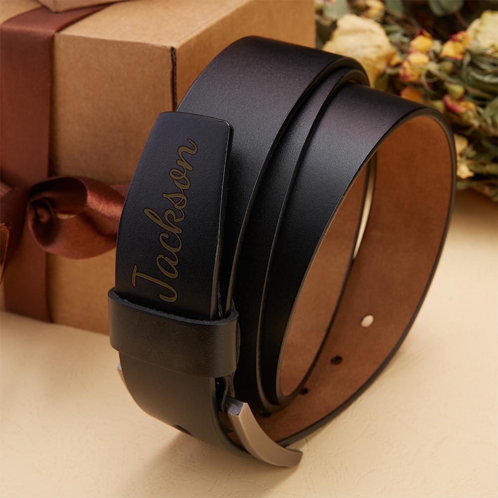 Custom Men Leather Classic Belt Personalized Gift For Him Monogram Initials
