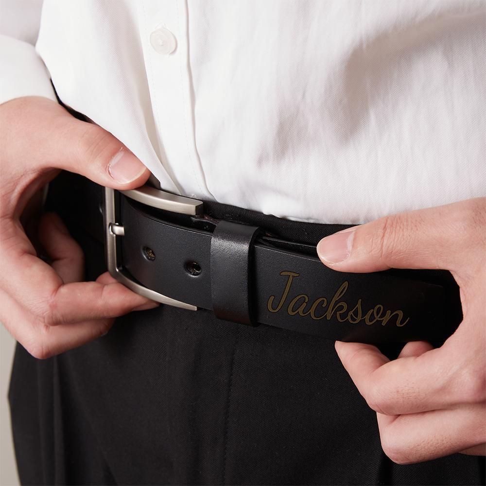 Custom Men Leather Classic Belt Personalized Gift For Him Monogram Initials