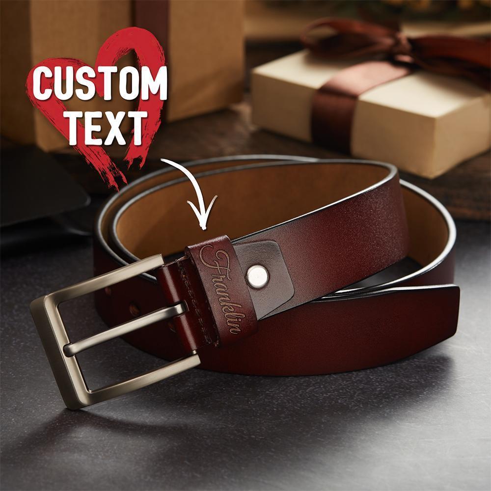 Custom Men Leather Classic Belt Personalized Gift For Him Monogram Initials