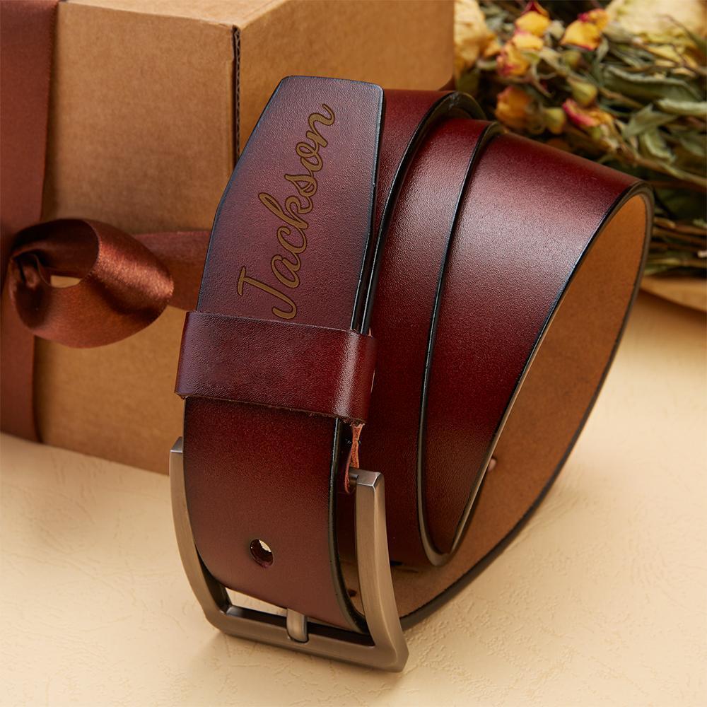 Custom Men Leather Classic Belt Personalized Gift For Him Monogram Initials